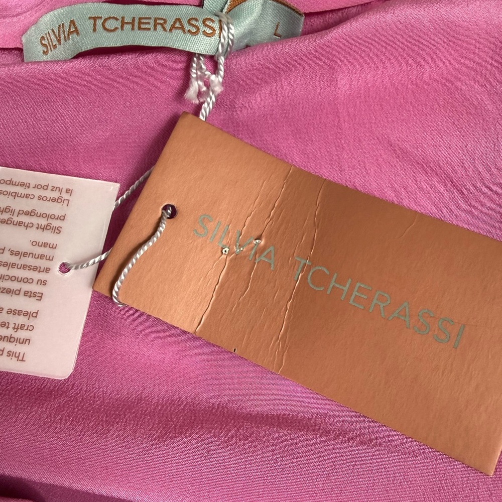 NWT Silvia Tcherassi silk magenta Blouse Size large - Picture 10 of 12